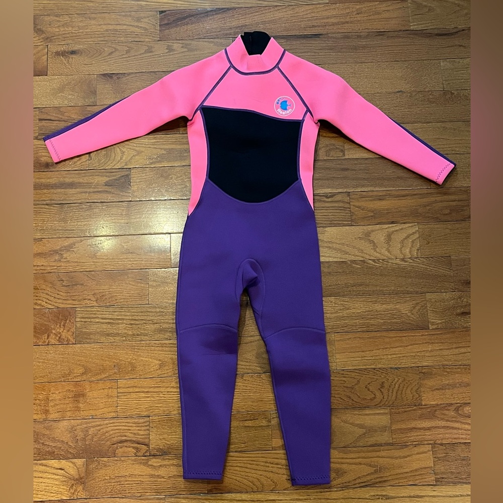 Realon Girls Medium Full Body Wetsuit Hot Pink Black Long Sleeve Preowned